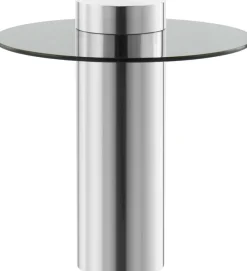 Kayoom Beistelltisch »Ontario 125, RundeGlasplatte aus Sicherheitsglas, 100% Edelstahl« 1 Stk. tlg. Minimalistisches Design, Säulengestell, pflegeleicht