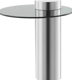 Kayoom Beistelltisch »Ontario 125, RundeGlasplatte aus Sicherheitsglas, 100% Edelstahl« 1 Stk. tlg. Minimalistisches Design, Säulengestell, pflegeleicht
