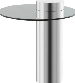 Kayoom Beistelltisch »Ontario 125, RundeGlasplatte aus Sicherheitsglas, 100% Edelstahl« 1 Stk. tlg. Minimalistisches Design, Säulengestell, pflegeleicht