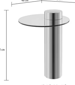 Kayoom Beistelltisch »Ontario 125, RundeGlasplatte aus Sicherheitsglas, 100% Edelstahl« 1 Stk. tlg. Minimalistisches Design, Säulengestell, pflegeleicht