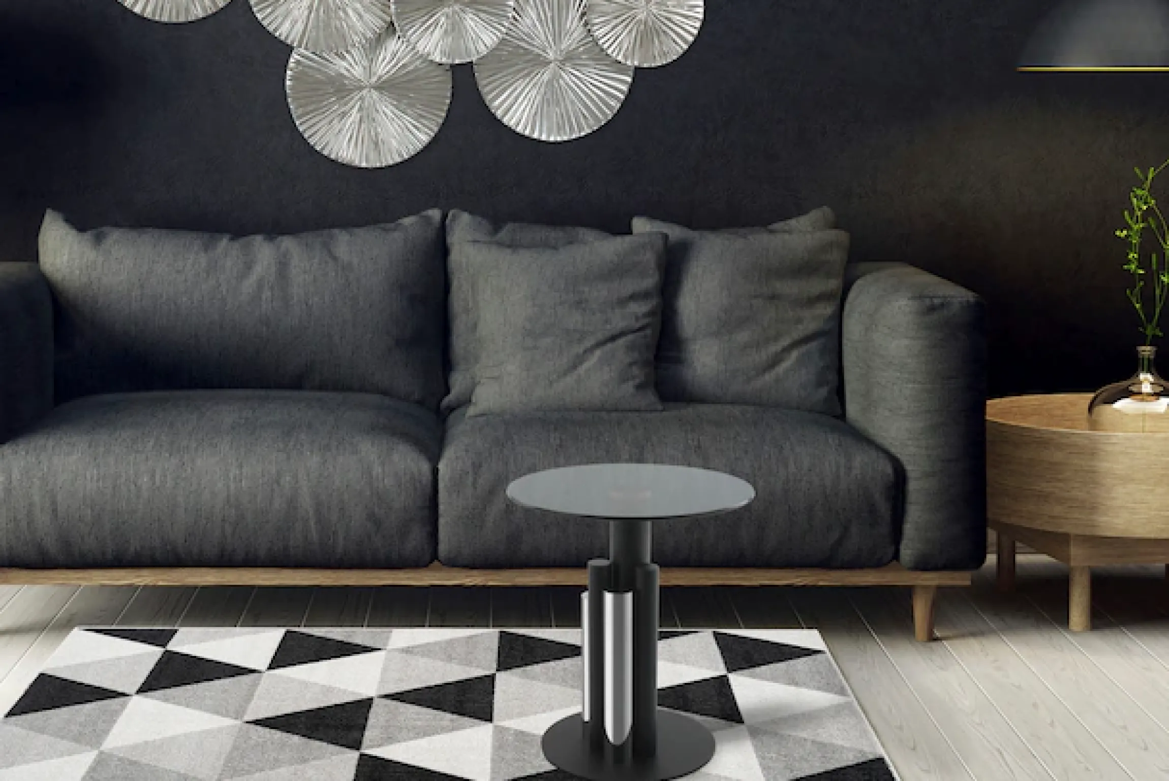 Kayoom Beistelltisch »Ontario 225, RundeGlasplatte aus Sicherheitsglas, 100% Edelstahl« 1 Stk. tlg. Modernes Design, zweifarbiges Säulengestell, Eyecatcher Element