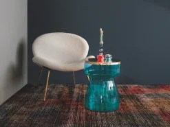 Kayoom Beistelltisch »Roman 125, mundgeblasener Glaskorpus« 1 Stk. tlg. mundgeblasener Glaskorpus, Retro-Design, goldene Metall-Tischplatte