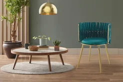 Kayoom Esszimmerstuhl »Stuhl Milla 125 2er-Set,tolles Design der Rückenlehne,runde Sitzfläche« (Set) 2 Stk.samtweicher Bezug, hochwertig, vielseitig einsetzbarer Stuhl