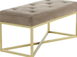 Kayoom Hockerbank »Cameron 125, glamouröses Design, glänzenden Metallfüßen, in Samt-Look« 1 Stk. tlg. bequem, elegant, mit Zierknöpfen, Gold-coated Eisengestell