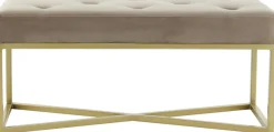 Kayoom Hockerbank »Cameron 125, glamouröses Design, glänzenden Metallfüßen, in Samt-Look« 1 Stk. tlg. bequem, elegant, mit Zierknöpfen, Gold-coated Eisengestell