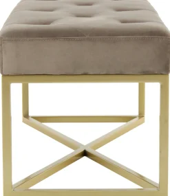 Kayoom Hockerbank »Cameron 125, glamouröses Design, glänzenden Metallfüßen, in Samt-Look« 1 Stk. tlg. bequem, elegant, mit Zierknöpfen, Gold-coated Eisengestell