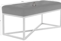 Kayoom Hockerbank »Cameron 125, glamouröses Design, glänzenden Metallfüßen, in Samt-Look« 1 Stk. tlg. bequem, elegant, mit Zierknöpfen, Gold-coated Eisengestell