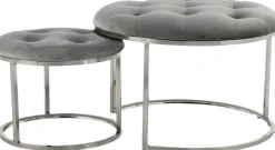Kayoom Polstergarnitur »Hocker Becky 825 2er-Set, runde Form, angesagter Retro-Stil« Set, Hocker 1: B 60 cm/H 41 cm/T 60 cmHocker 2: B 40 cm/H 32 cm/T 40 cm, 2 Stk. tlg. vielseitig verwendbar, modern, pflegeleicht, runde Form