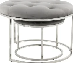 Kayoom Polstergarnitur »Hocker Becky 825 2er-Set, runde Form, angesagter Retro-Stil« Set, Hocker 1: B 60 cm/H 41 cm/T 60 cmHocker 2: B 40 cm/H 32 cm/T 40 cm, 2 Stk. tlg. vielseitig verwendbar, modern, pflegeleicht, runde Form