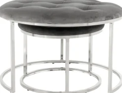 Kayoom Polstergarnitur »Hocker Becky 825 2er-Set, runde Form, angesagter Retro-Stil« Set, Hocker 1: B 60 cm/H 41 cm/T 60 cmHocker 2: B 40 cm/H 32 cm/T 40 cm, 2 Stk. tlg. vielseitig verwendbar, modern, pflegeleicht, runde Form