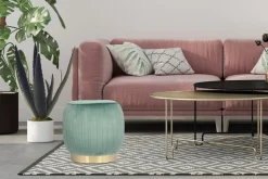 Kayoom Polsterhocker »Hocker Lyla 125, Edler Touch durch goldenen Sockel,Samtbezug« 1 Stk. tlg. samtweich, gesteppte Ziernaht, Edelstahlsockel, Hochwertiger Samtbezug