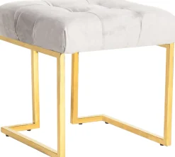 Kayoom Polsterhocker »Hocker Rarity 125, Edler Touch durch goldenes Gestell« 1 Stk. tlg. eckig, samtweich, gesteppt, mit Zierknöpfen, Edelstahlgestell