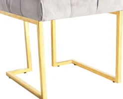 Kayoom Polsterhocker »Hocker Rarity 125, Edler Touch durch goldenes Gestell« 1 Stk. tlg. eckig, samtweich, gesteppt, mit Zierknöpfen, Edelstahlgestell