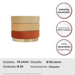 Kayoom Polsterhocker »Hocker Matilda 325, Edler Touch durch goldenen Sockel« 1 Stk. tlg. Samtbezug, farbig geschichtete Polsterung, goldener Sockel