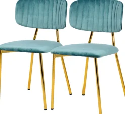 Kayoom Polsterstuhl »Stuhl Giselle 125 2er-Set, pflegeleichter Samtbezug« (Set) 2 Stk.mit Armlehnen, goldenes Gestell aus Edelstahl, Samtbezug, Ziernähte