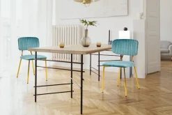 Kayoom Polsterstuhl »Stuhl Giselle 125 2er-Set, pflegeleichter Samtbezug« (Set) 2 Stk.mit Armlehnen, goldenes Gestell aus Edelstahl, Samtbezug, Ziernähte