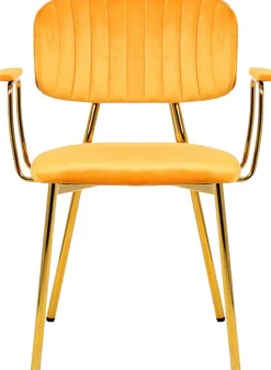Kayoom Polsterstuhl »Stuhl Giselle 225 2er-Set, Gestell aus Edelstahl« (Set) 2 Stk.mit Armlehnen, goldenes Gestell aus Edelstahl, Samtbezug, Ziernähte