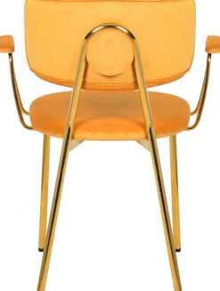 Kayoom Polsterstuhl »Stuhl Giselle 225 2er-Set, Gestell aus Edelstahl« (Set) 2 Stk.mit Armlehnen, goldenes Gestell aus Edelstahl, Samtbezug, Ziernähte
