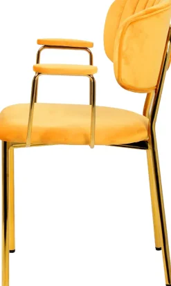 Kayoom Polsterstuhl »Stuhl Giselle 225 2er-Set, Gestell aus Edelstahl« (Set) 2 Stk.mit Armlehnen, goldenes Gestell aus Edelstahl, Samtbezug, Ziernähte