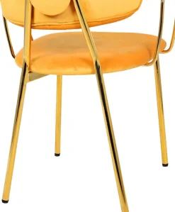 Kayoom Polsterstuhl »Stuhl Giselle 225 2er-Set, Gestell aus Edelstahl« (Set) 2 Stk.mit Armlehnen, goldenes Gestell aus Edelstahl, Samtbezug, Ziernähte