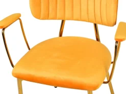 Kayoom Polsterstuhl »Stuhl Giselle 225 2er-Set, Gestell aus Edelstahl« (Set) 2 Stk.mit Armlehnen, goldenes Gestell aus Edelstahl, Samtbezug, Ziernähte