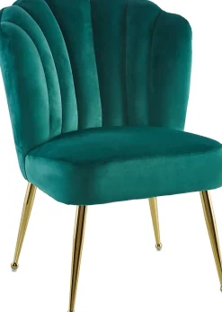Kayoom Polsterstuhl »Stuhl Lalie 125, Rückenlehne im Retro-Stil, ausgefallene Rückenlehne« () 1 Stk.Rückenlehne in Muschel-Design, Samtbezug, goldene Metallbeine