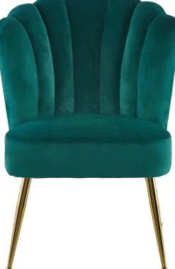 Kayoom Polsterstuhl »Stuhl Lalie 125, Rückenlehne im Retro-Stil, ausgefallene Rückenlehne« () 1 Stk.Rückenlehne in Muschel-Design, Samtbezug, goldene Metallbeine