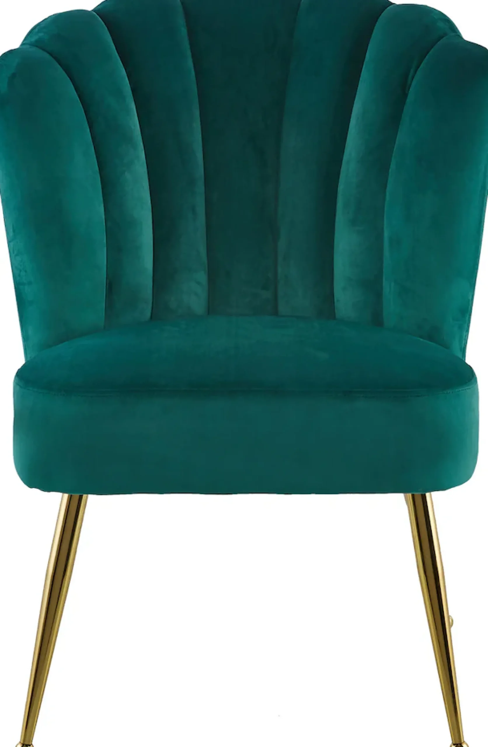 Kayoom Polsterstuhl »Stuhl Lalie 125, Rückenlehne im Retro-Stil, ausgefallene Rückenlehne« () 1 Stk.Rückenlehne in Muschel-Design, Samtbezug, goldene Metallbeine