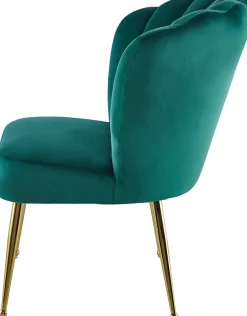 Kayoom Polsterstuhl »Stuhl Lalie 125, Rückenlehne im Retro-Stil, ausgefallene Rückenlehne« () 1 Stk.Rückenlehne in Muschel-Design, Samtbezug, goldene Metallbeine