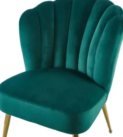 Kayoom Polsterstuhl »Stuhl Lalie 125, Rückenlehne im Retro-Stil, ausgefallene Rückenlehne« () 1 Stk.Rückenlehne in Muschel-Design, Samtbezug, goldene Metallbeine