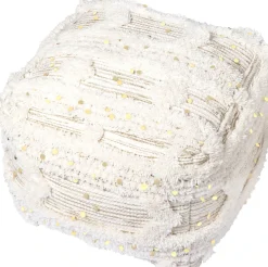 Kayoom Pouf »Bohist 425 50cm x 50cm, Strukturen mit Fransen und Quasten« 1 Stk. tlg. handgefertigt, Unikat, sehr gut kombinierbar, vielfältig im Einsatz