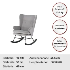 Kayoom Schaukelstuhl »Melorie 125, Metallgestell mit Kufen aus Holz« () 1 Stk.Schaukelstuhl, Zierknöpfe , Metallgestell mit Kufen aus Holz