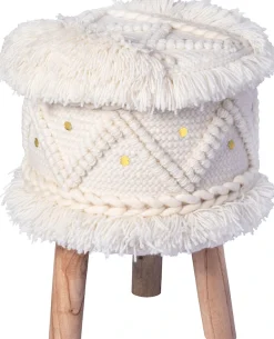 Kayoom Sitzhocker »Hocker Bohist 525, charaktergebende Strukturen mit Fransen und Quasten« 1 Stk. tlg. handgefertigtes Unikat, Boho-Style, gut kombinierbar