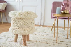 Kayoom Sitzhocker »Hocker Bohist 525, charaktergebende Strukturen mit Fransen und Quasten« 1 Stk. tlg. handgefertigtes Unikat, Boho-Style, gut kombinierbar