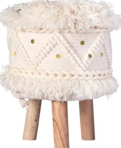 Kayoom Sitzhocker »Hocker Bohist 525, charaktergebende Strukturen mit Fransen und Quasten« 1 Stk. tlg. handgefertigtes Unikat, Boho-Style, gut kombinierbar