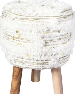 Kayoom Sitzhocker »Hocker Bohist 425, charaktergebende Strukturen mit Fransen und Quasten« 1 Stk. tlg. handgefertigtes Unikat, Boho-Style, gut kombinierbar
