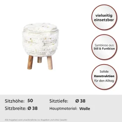 Kayoom Sitzhocker »Hocker Bohist 425, charaktergebende Strukturen mit Fransen und Quasten« 1 Stk. tlg. handgefertigtes Unikat, Boho-Style, gut kombinierbar