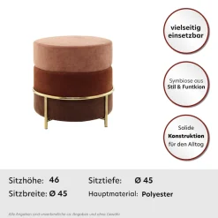 Kayoom Sitzhocker »Hocker Matilda 225, Komfortable runde Form, Gemütlicher Design-Hocker« 1 Stk. tlg. samtweich, elegant, gepolstert, große Sitzfläche