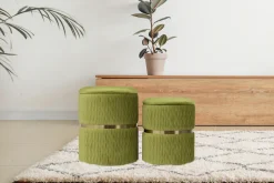Kayoom Sitzhocker »Hocker Milas 2er-Set, Praktischer und versteckter Stauraum« Set, 2 Stk. tlg. stapelbar, mit Stauraum, Edelstahlsockel, Farbenfrohunaufdringlich