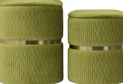 Kayoom Sitzhocker »Hocker Milas 2er-Set, Praktischer und versteckter Stauraum« Set, 2 Stk. tlg. stapelbar, mit Stauraum, Edelstahlsockel, Farbenfrohunaufdringlich