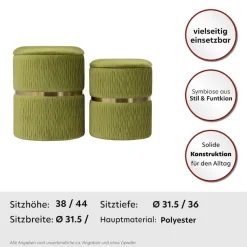 Kayoom Sitzhocker »Hocker Milas 2er-Set, Praktischer und versteckter Stauraum« Set, 2 Stk. tlg. stapelbar, mit Stauraum, Edelstahlsockel, Farbenfrohunaufdringlich