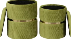 Kayoom Sitzhocker »Hocker Milas 2er-Set, Praktischer und versteckter Stauraum« Set, 2 Stk. tlg. stapelbar, mit Stauraum, Edelstahlsockel, Farbenfrohunaufdringlich
