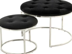 Kayoom Sitzhocker »Hocker Myla 2er-Set, praktisch ineinander schiebbar« Set, 2 Stk. tlg. ineinander schiebbar, rund, gesteppt, mit Zierknöpfen