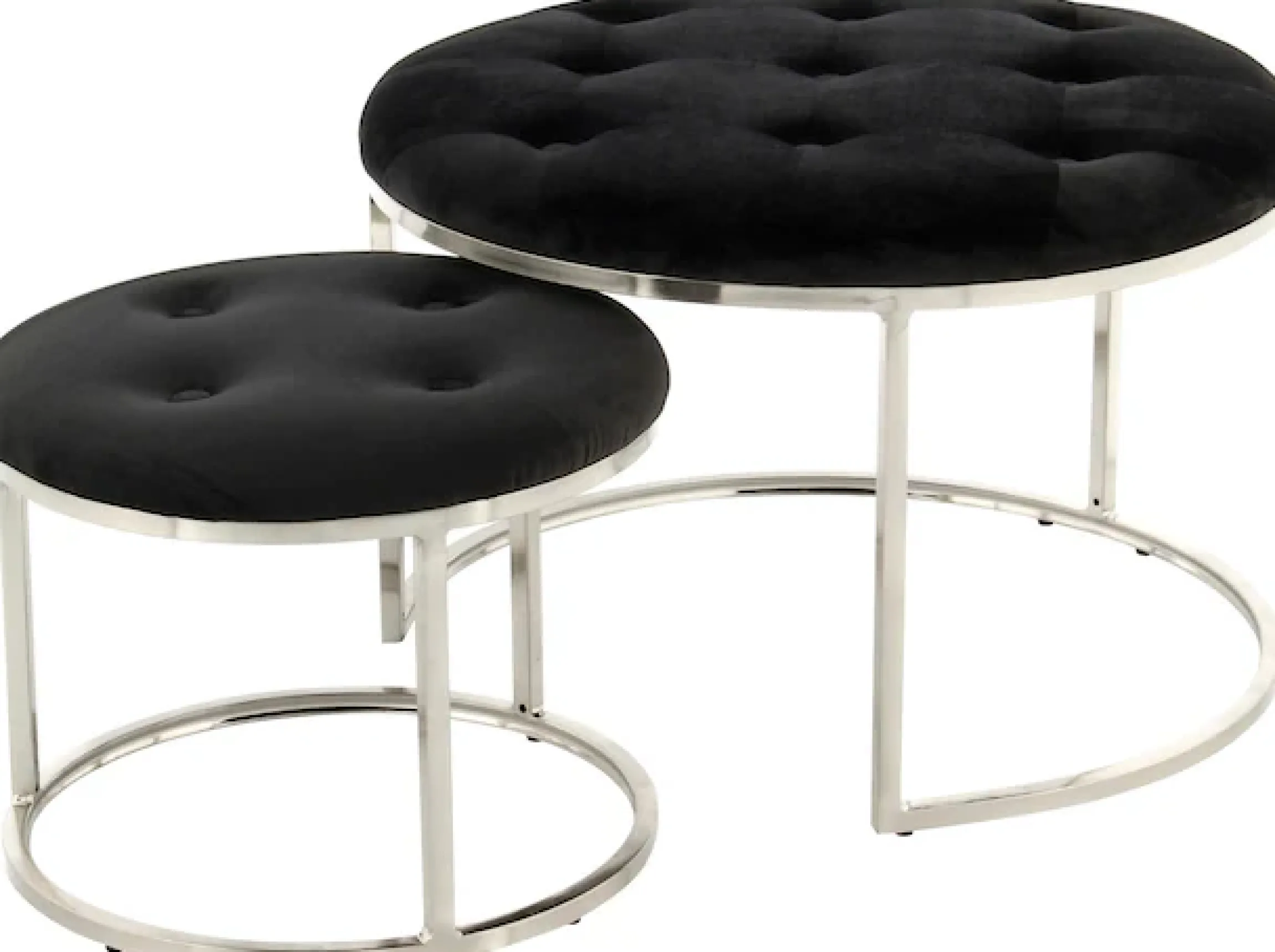 Kayoom Sitzhocker »Hocker Myla 2er-Set, praktisch ineinander schiebbar« Set, 2 Stk. tlg. ineinander schiebbar, rund, gesteppt, mit Zierknöpfen