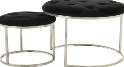 Kayoom Sitzhocker »Hocker Myla 2er-Set, praktisch ineinander schiebbar« Set, 2 Stk. tlg. ineinander schiebbar, rund, gesteppt, mit Zierknöpfen