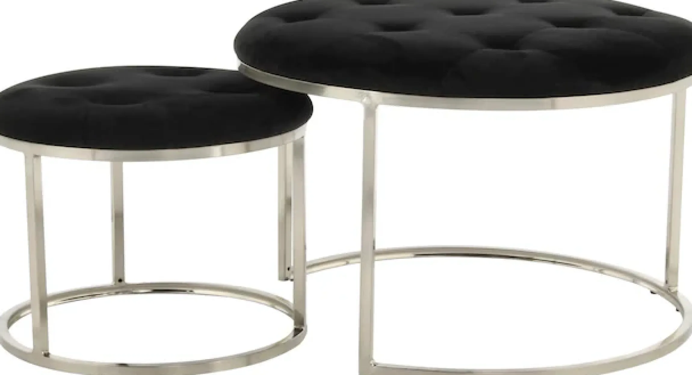 Kayoom Sitzhocker »Hocker Myla 2er-Set, praktisch ineinander schiebbar« Set, 2 Stk. tlg. ineinander schiebbar, rund, gesteppt, mit Zierknöpfen