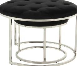 Kayoom Sitzhocker »Hocker Myla 2er-Set, praktisch ineinander schiebbar« Set, 2 Stk. tlg. ineinander schiebbar, rund, gesteppt, mit Zierknöpfen