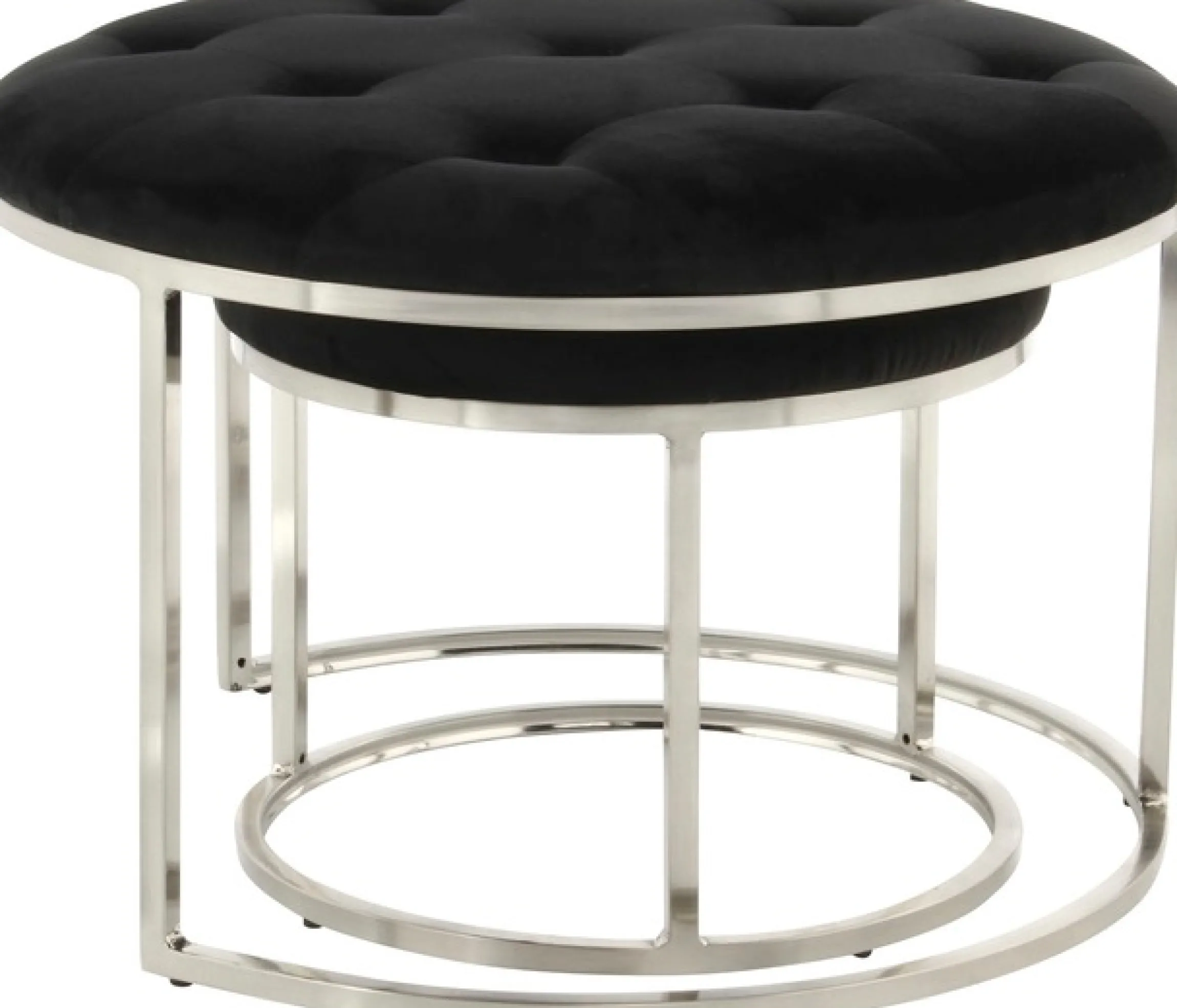 Kayoom Sitzhocker »Hocker Myla 2er-Set, praktisch ineinander schiebbar« Set, 2 Stk. tlg. ineinander schiebbar, rund, gesteppt, mit Zierknöpfen