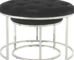 Kayoom Sitzhocker »Hocker Myla 2er-Set, praktisch ineinander schiebbar« Set, 2 Stk. tlg. ineinander schiebbar, rund, gesteppt, mit Zierknöpfen