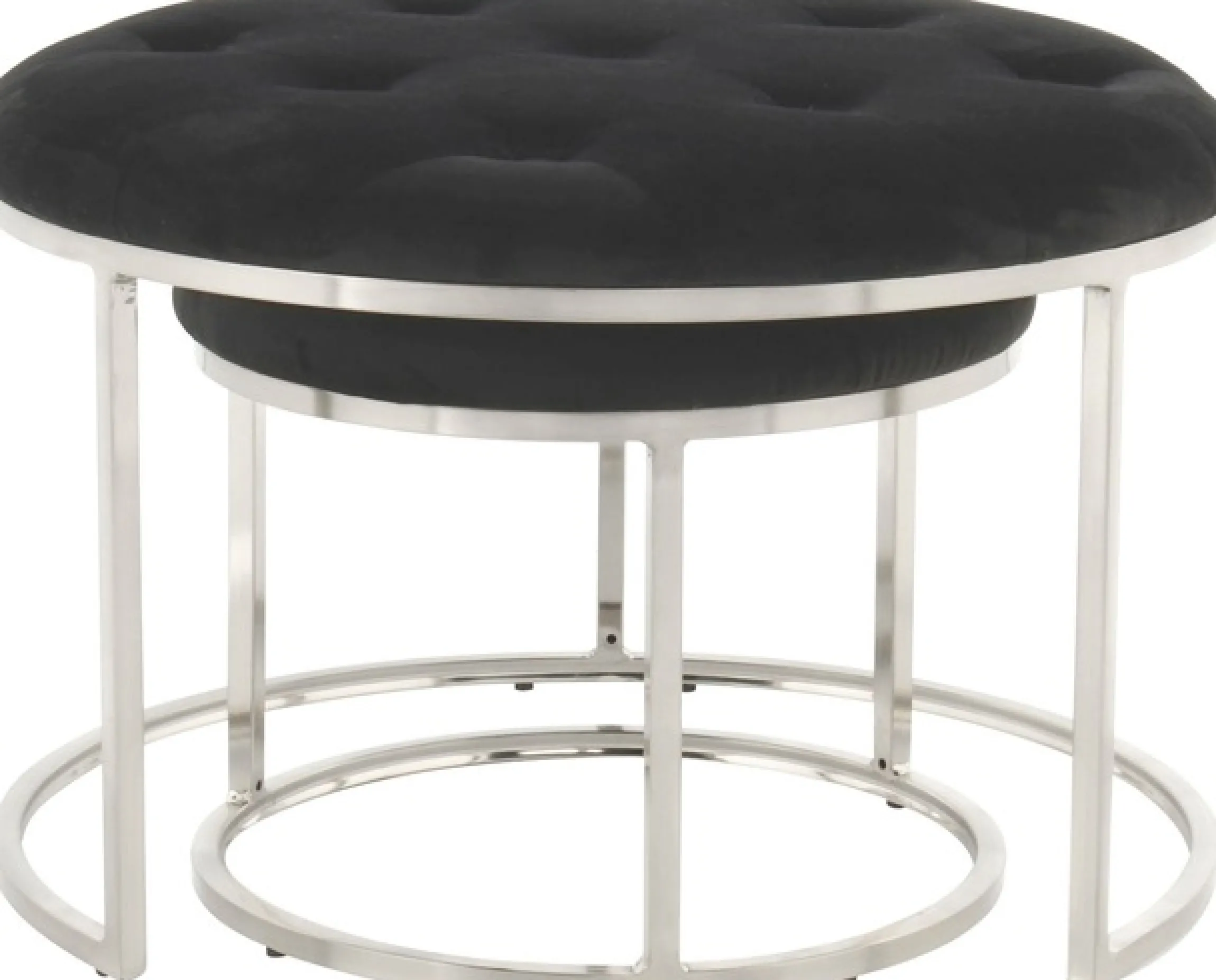 Kayoom Sitzhocker »Hocker Myla 2er-Set, praktisch ineinander schiebbar« Set, 2 Stk. tlg. ineinander schiebbar, rund, gesteppt, mit Zierknöpfen